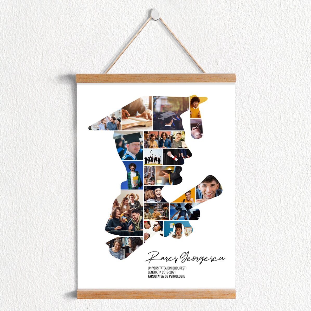 Poster cu agățătoare personalizat cu text și 22 poze pentru absolvire - El