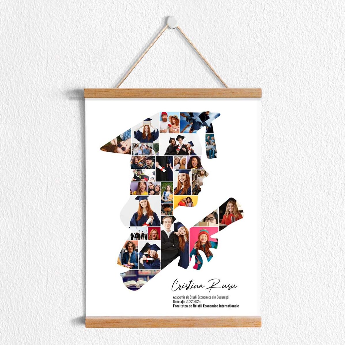 Poster cu agățătoare personalizat cu text și 29 poze pentru absolvire - Ea