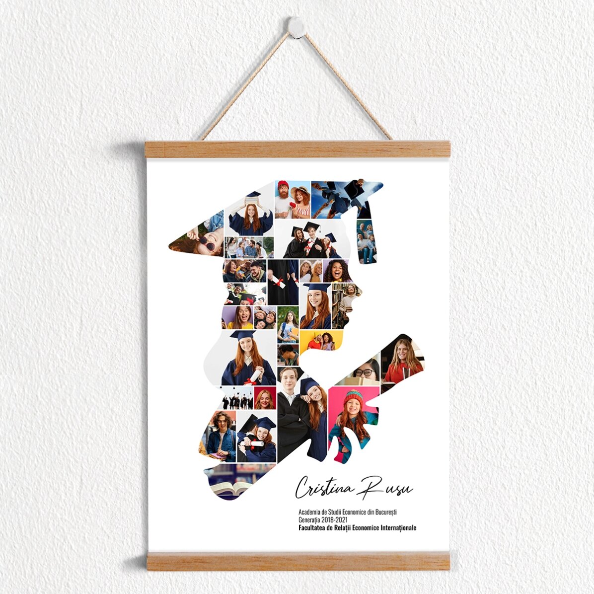 Poster cu agățătoare personalizat cu text și 29 poze pentru absolvire - Ea