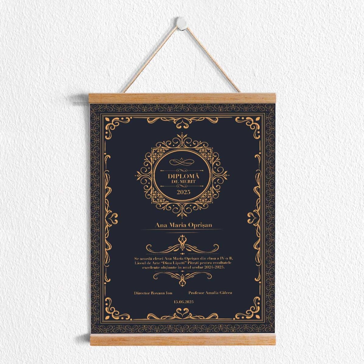Poster cu agățătoare personalizat - Diplomă