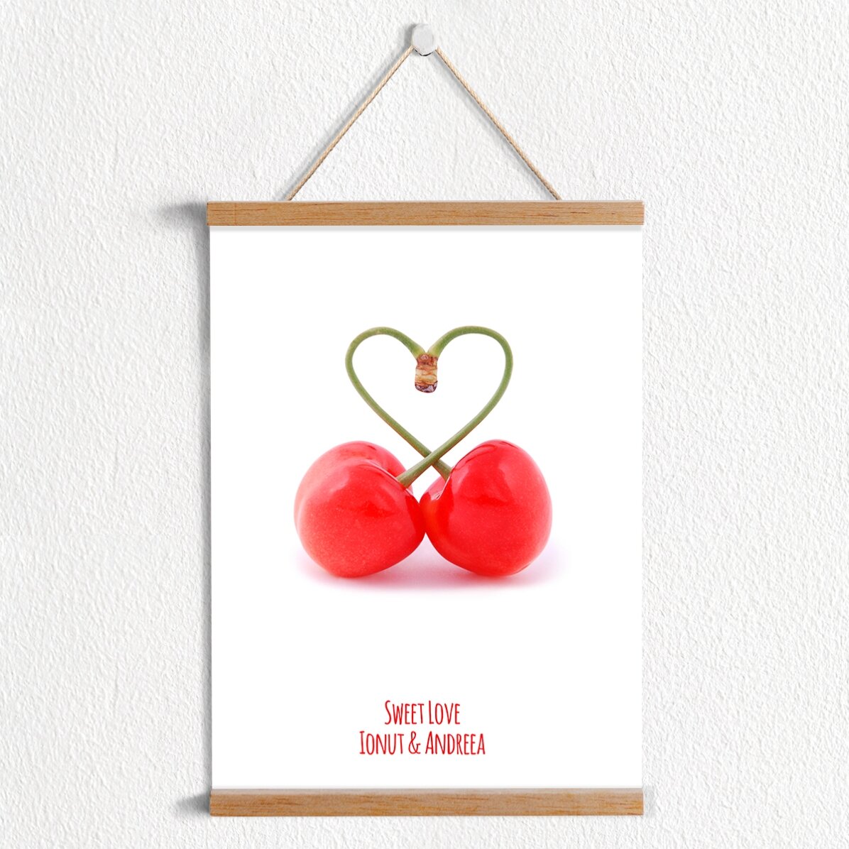 Poster cu agățătoare personalizat inimă dulce