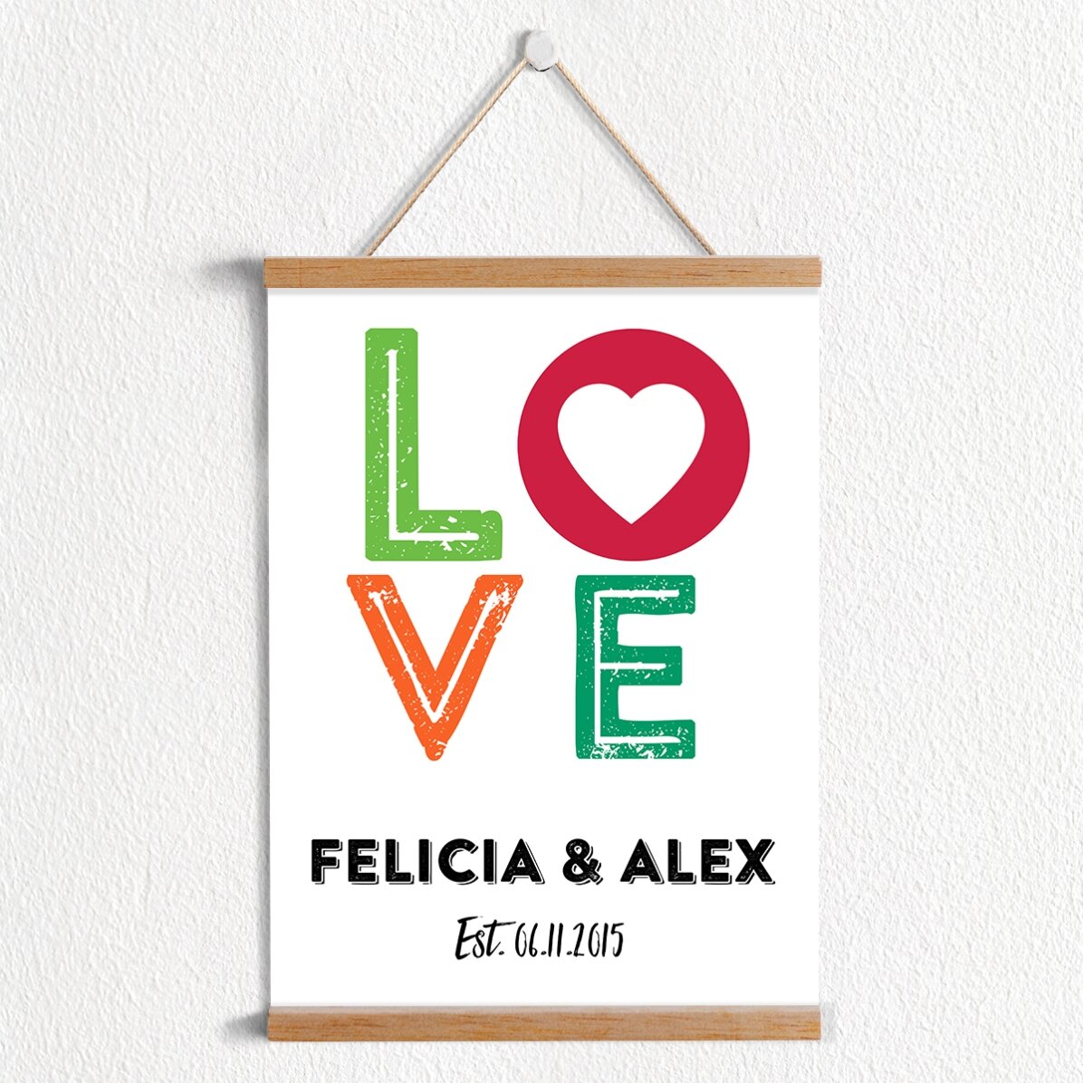 Poster cu agățătoare personalizat LOVE
