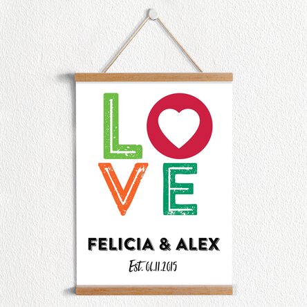 Poster cu agățătoare personalizat LOVE