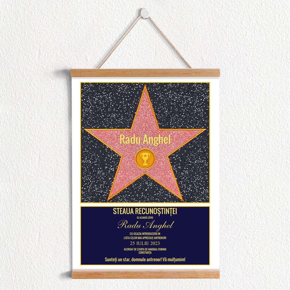 Poster cu agățătoare personalizat Steaua recunoștinței - Campioni