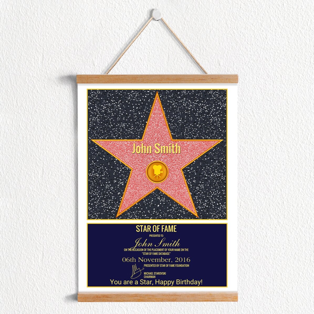 Poster cu agățătoare personalizat - Star of Fame