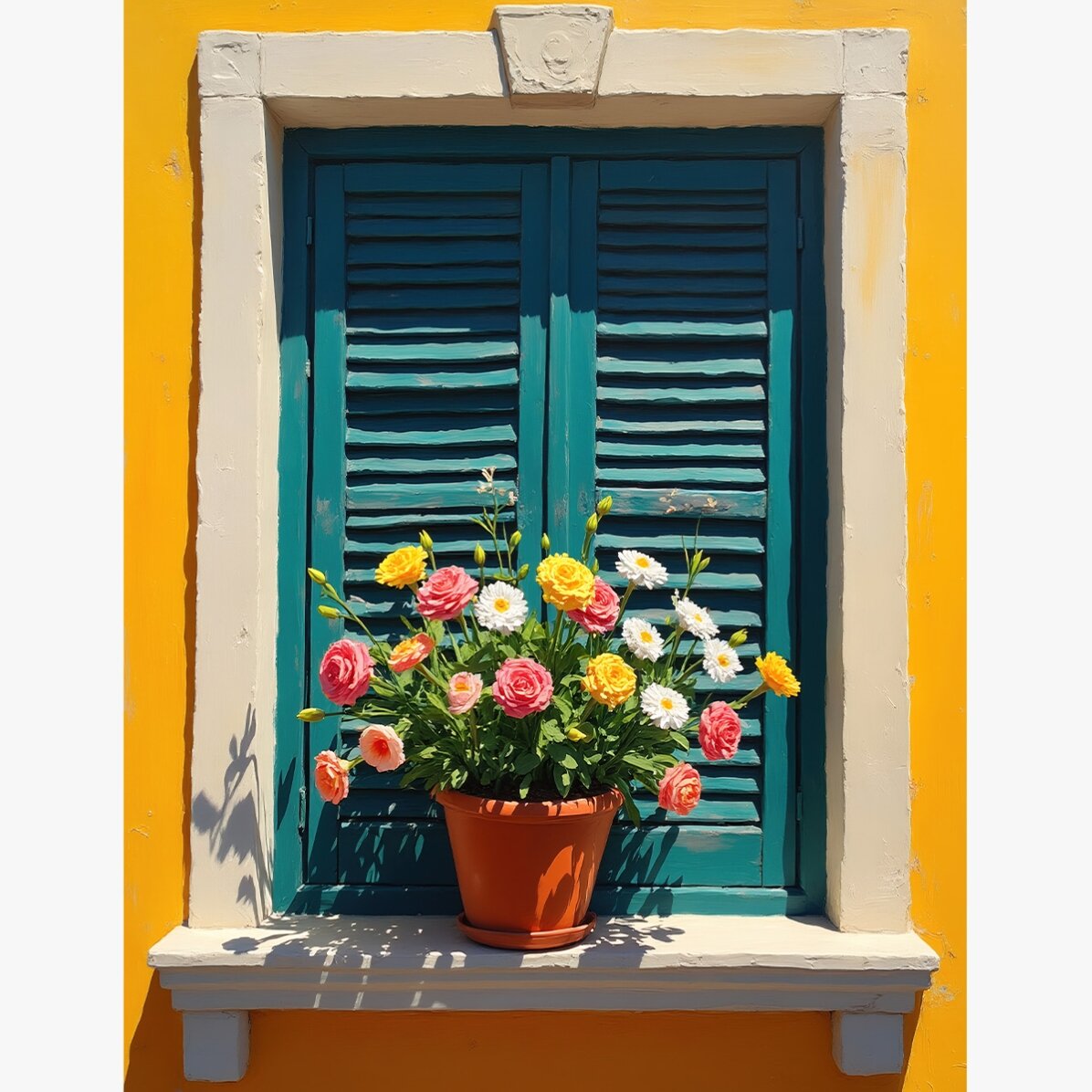 Poster Fereastră cu ghiveci de flori