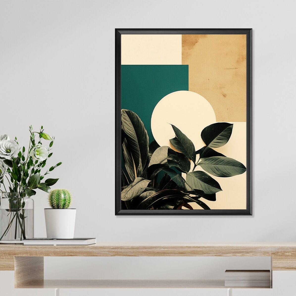 Poster Frunze și forme geometrice