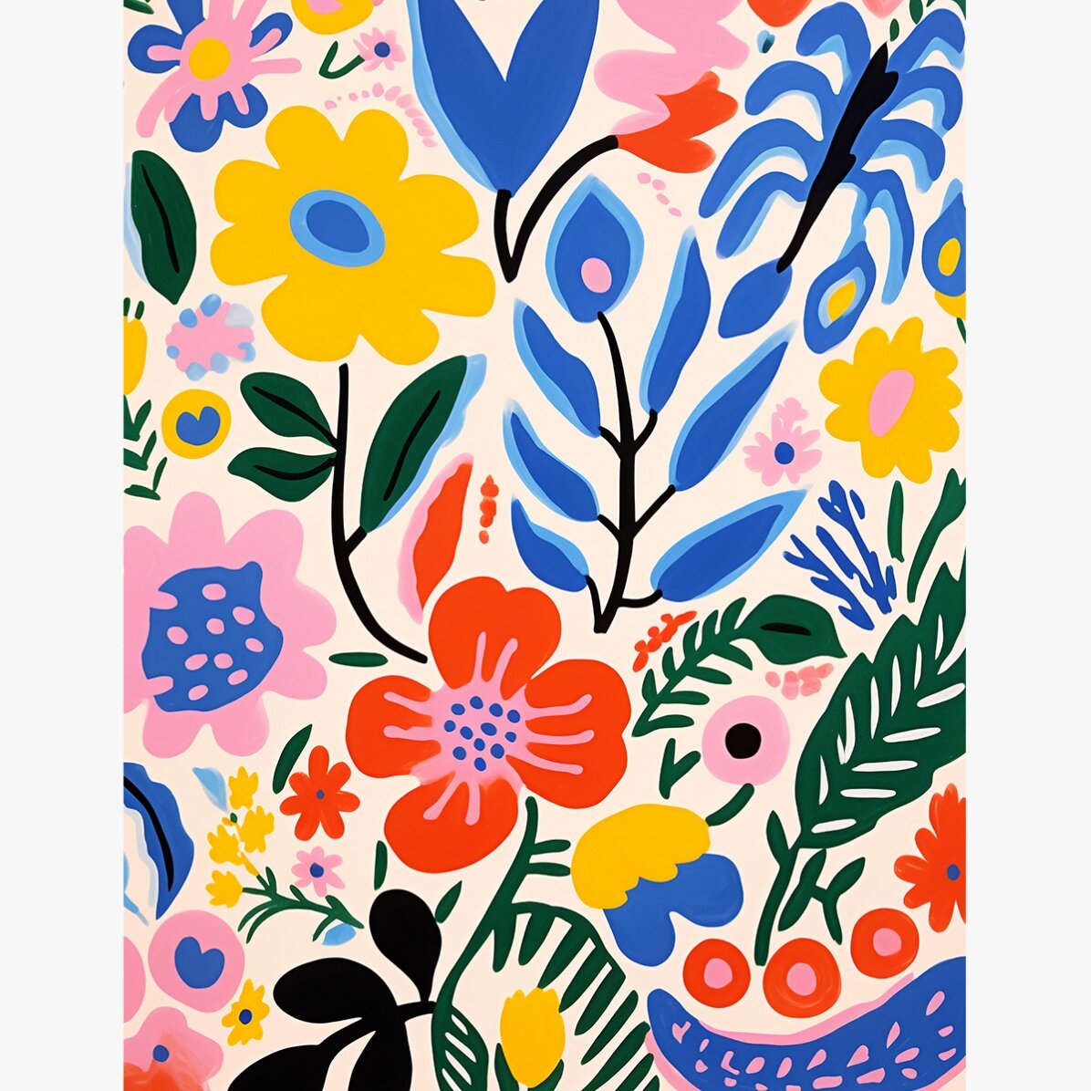 Poster Ilustrație flori colorate, desenate 3