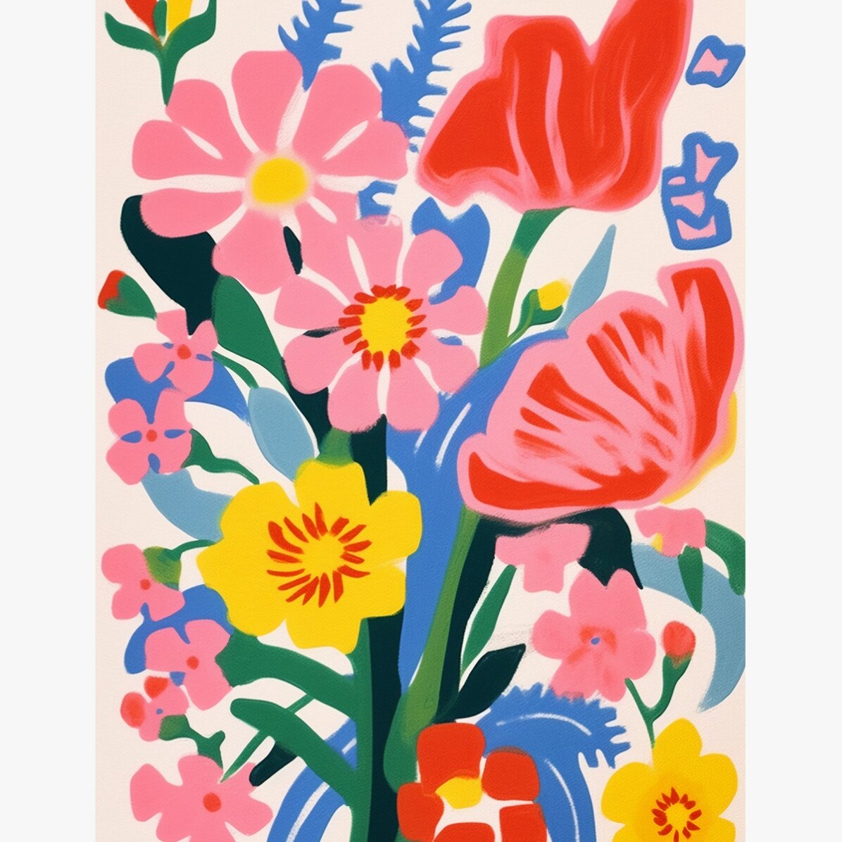 Poster Ilustrație flori colorate, desenate 1