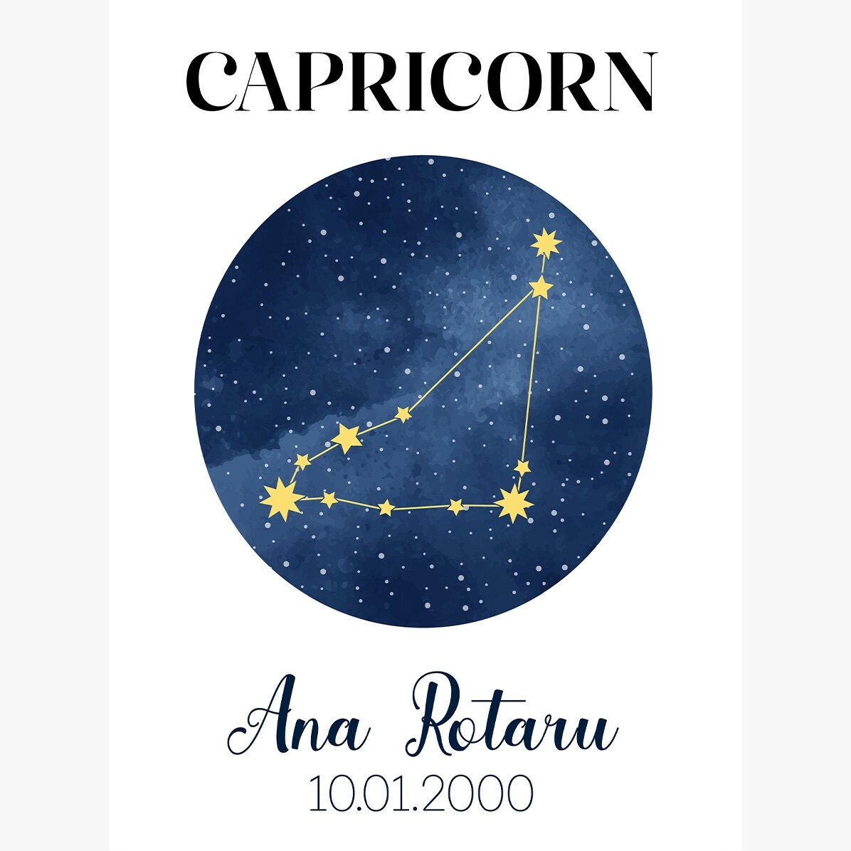 Poster personalizat cu text - Constelația zodiei Capricorn