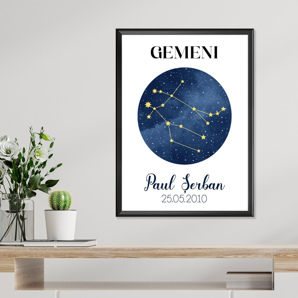 Poster personalizat cu text - Constelația zodiei Gemeni 