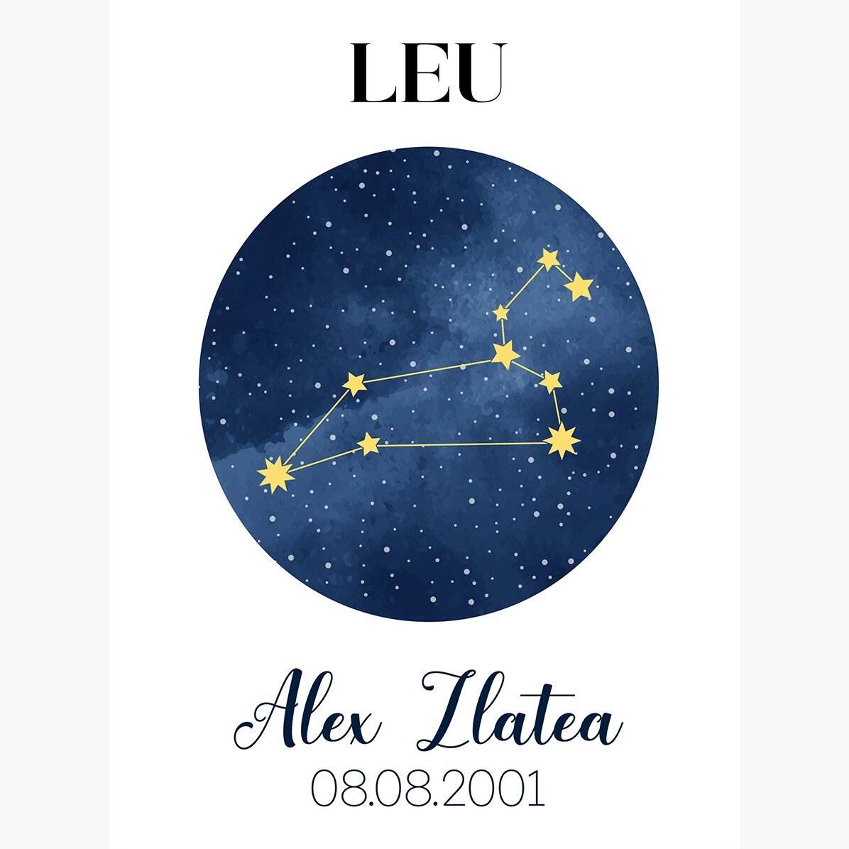 Poster personalizat cu text - Constelația zodiei Leu 