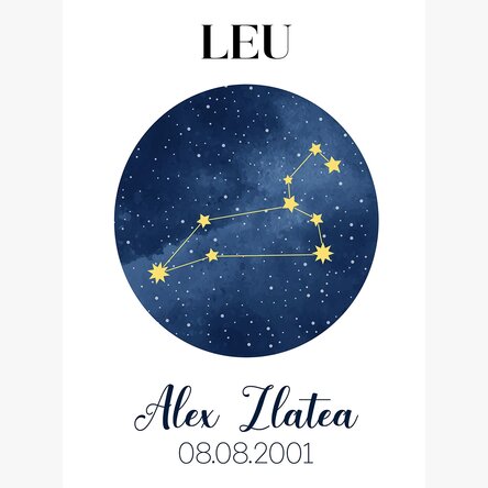 Poster personalizat cu text - Constelația zodiei Leu 