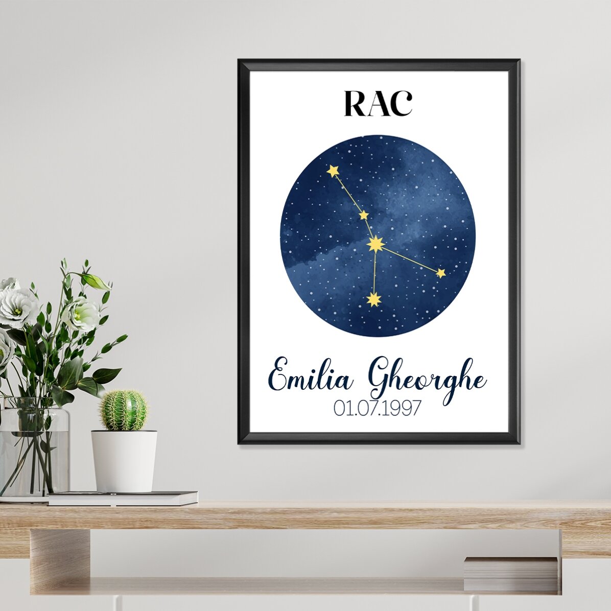 Poster personalizat cu text - Constelația zodiei Rac
