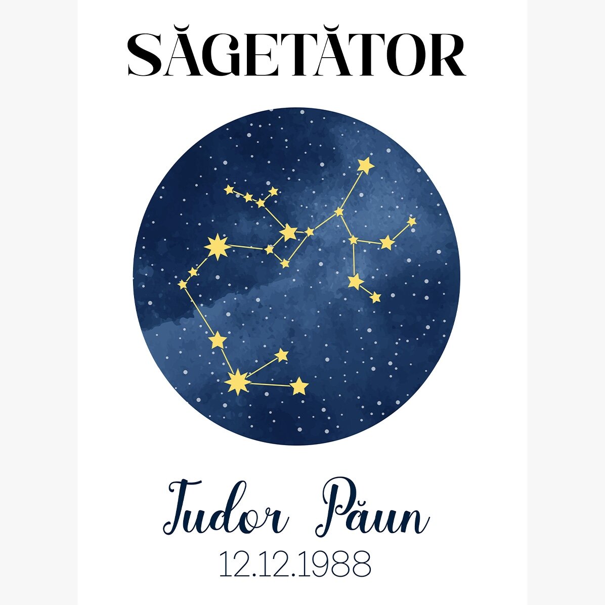Poster personalizat cu text - Constelația zodiei Săgetător