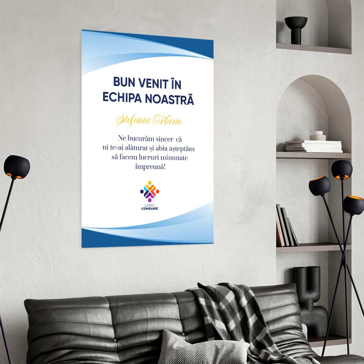 Poster personalizat cu text și logo - Bun Venit