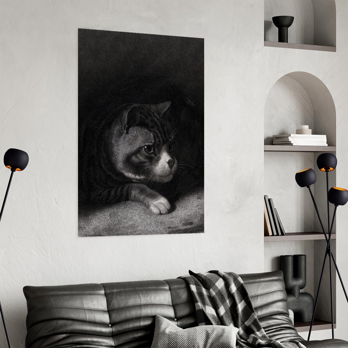 Poster William Gil, Pisică vigilentă privind prin umbre 1855