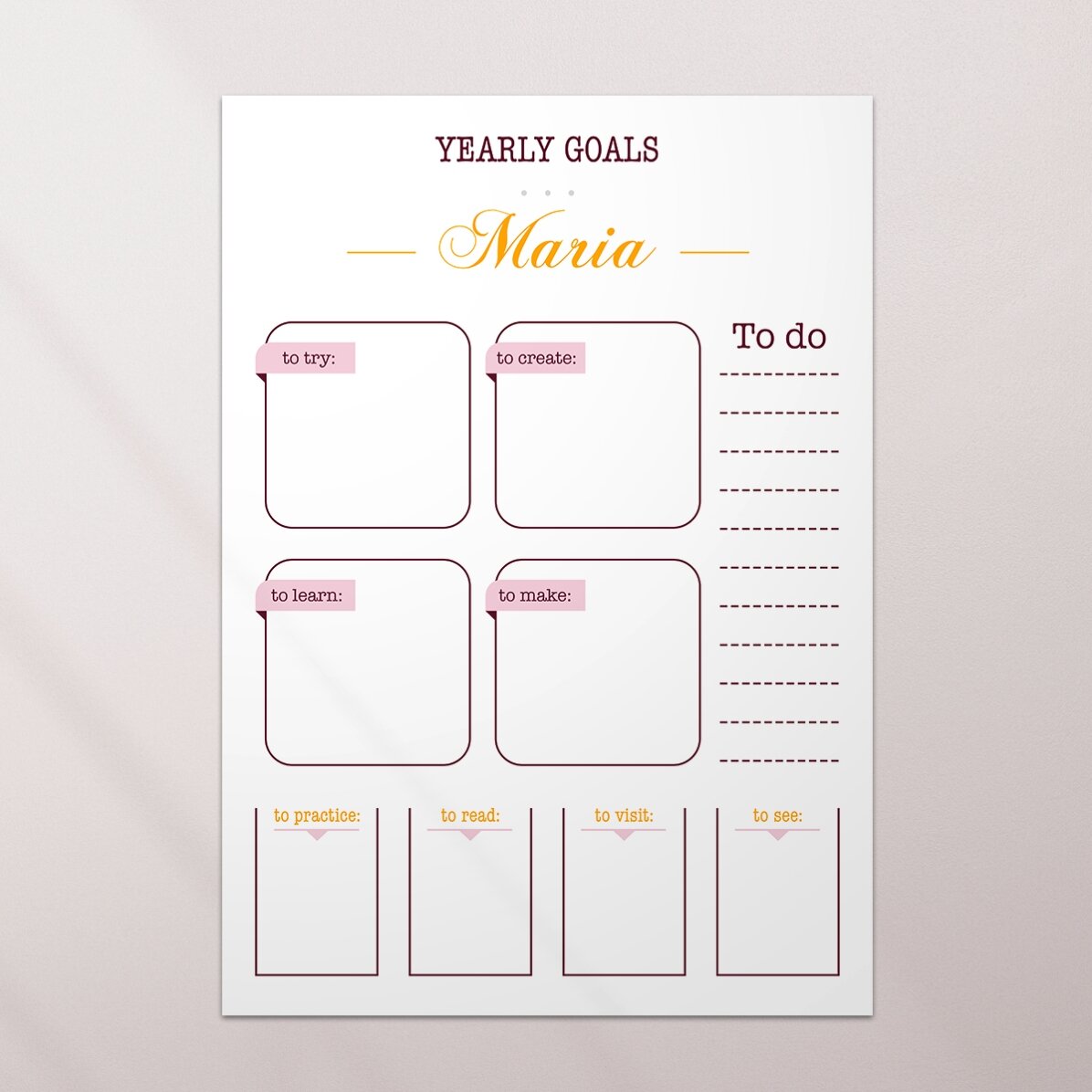 Poster personalizat - Yearly goals