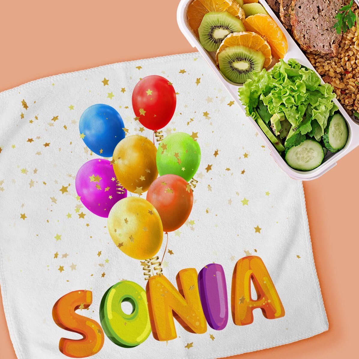 Prosop personalizat cu nume - Baloane colorate