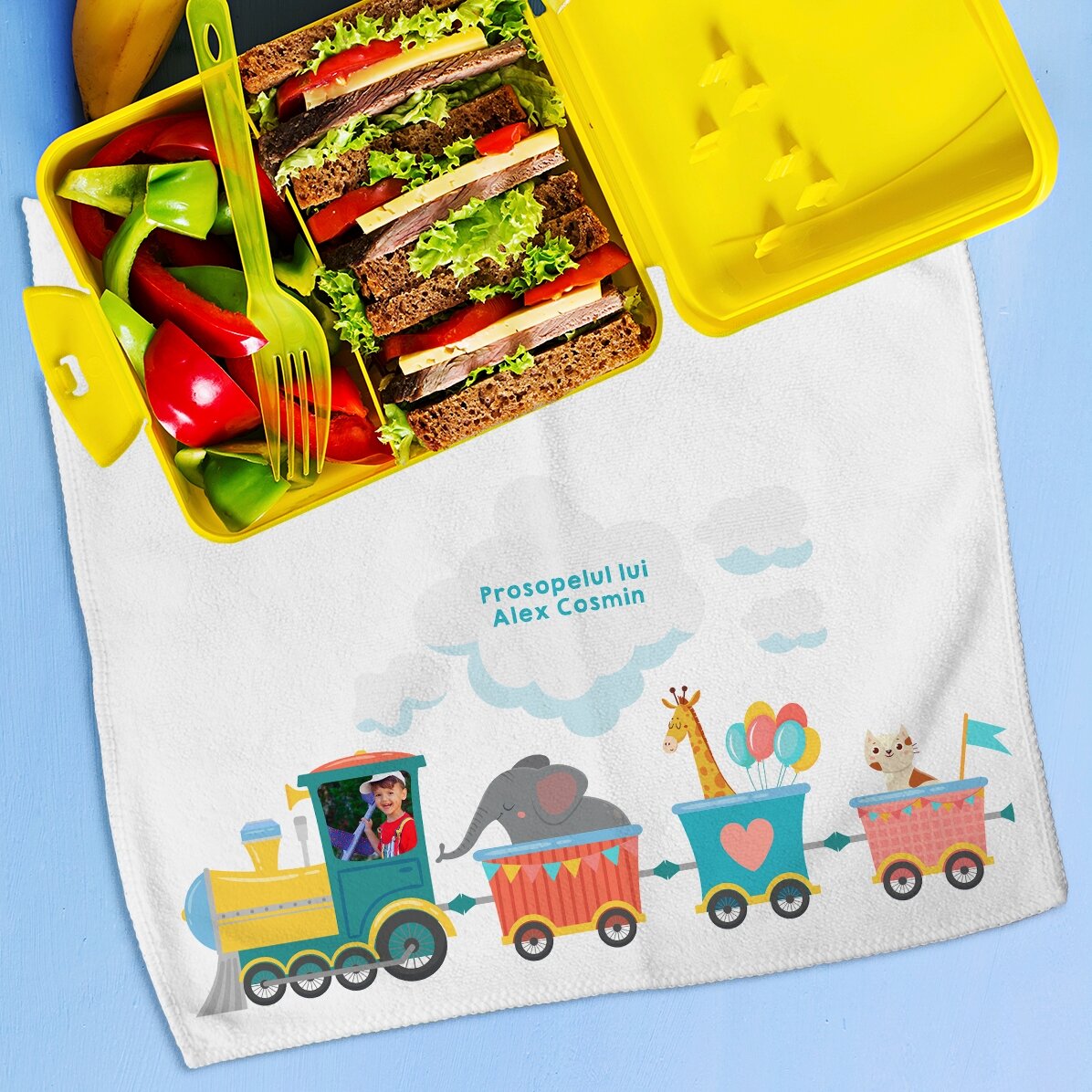 Prosop personalizat cu nume și poză - Trenuleț