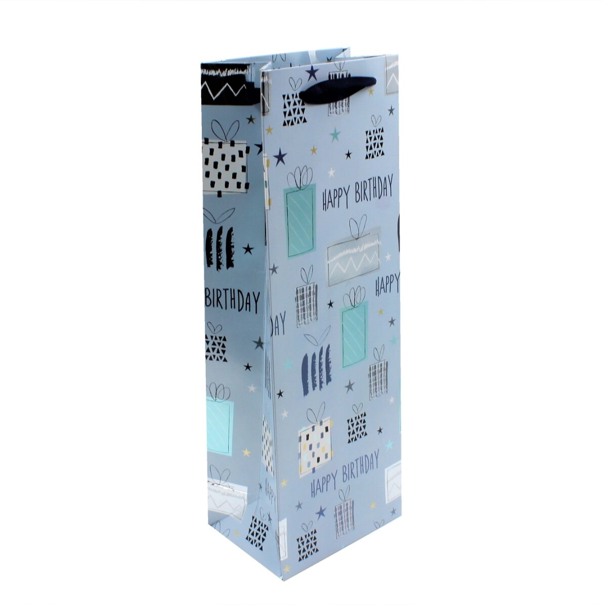 Pungă cadou băuturi - model Happy Birthday gifts