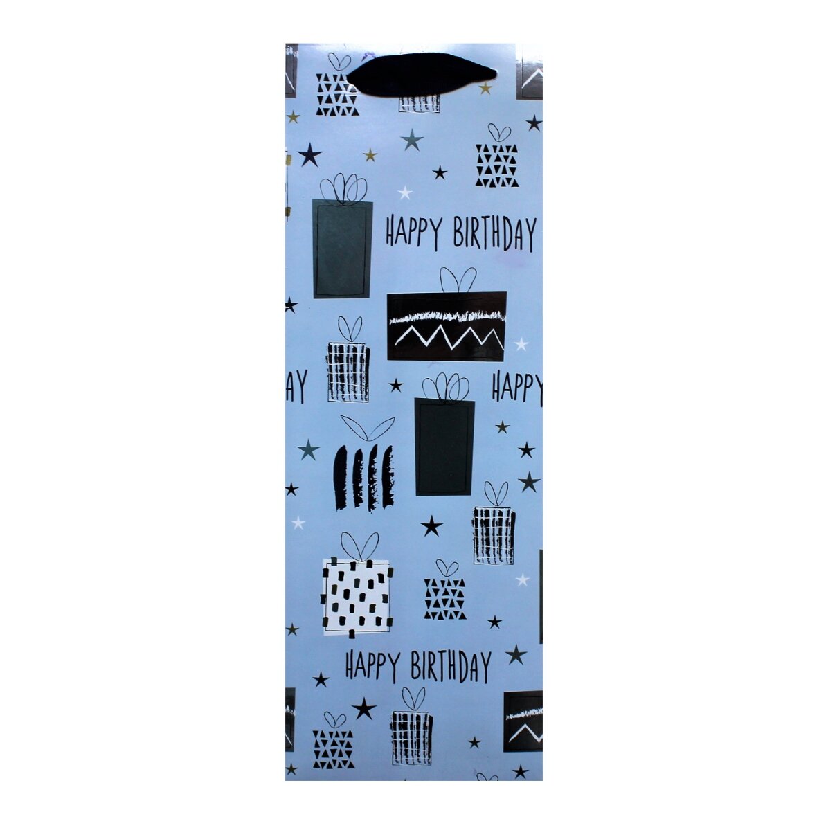 Pungă cadou băuturi - model Happy Birthday gifts