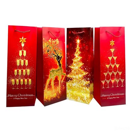 Pungă cadou pentru sticlă - Crăciun