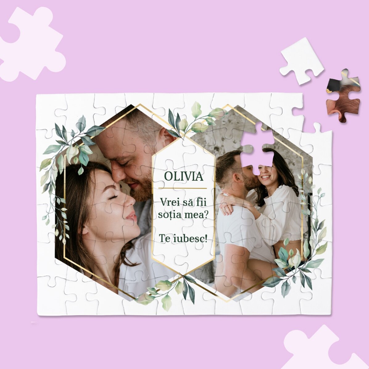 Puzzle personalizat cu 2 poze și mesaj - Momente speciale