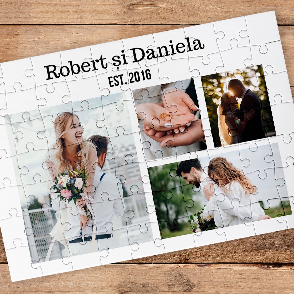Puzzle personalizat cu 4 poze și text 28x19 cm - Sweet memories