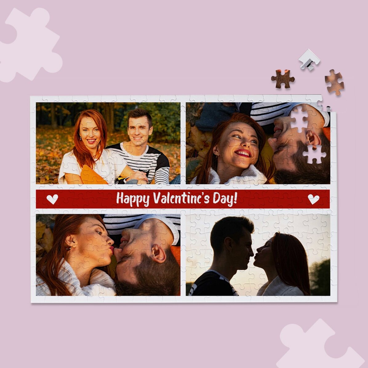  Puzzle personalizat cu 4 poze și text 36x24 cm - Moments