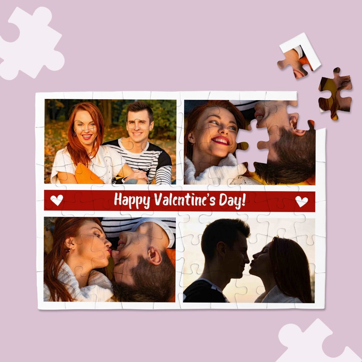 Puzzle personalizat cu 4 poze și text - Moments