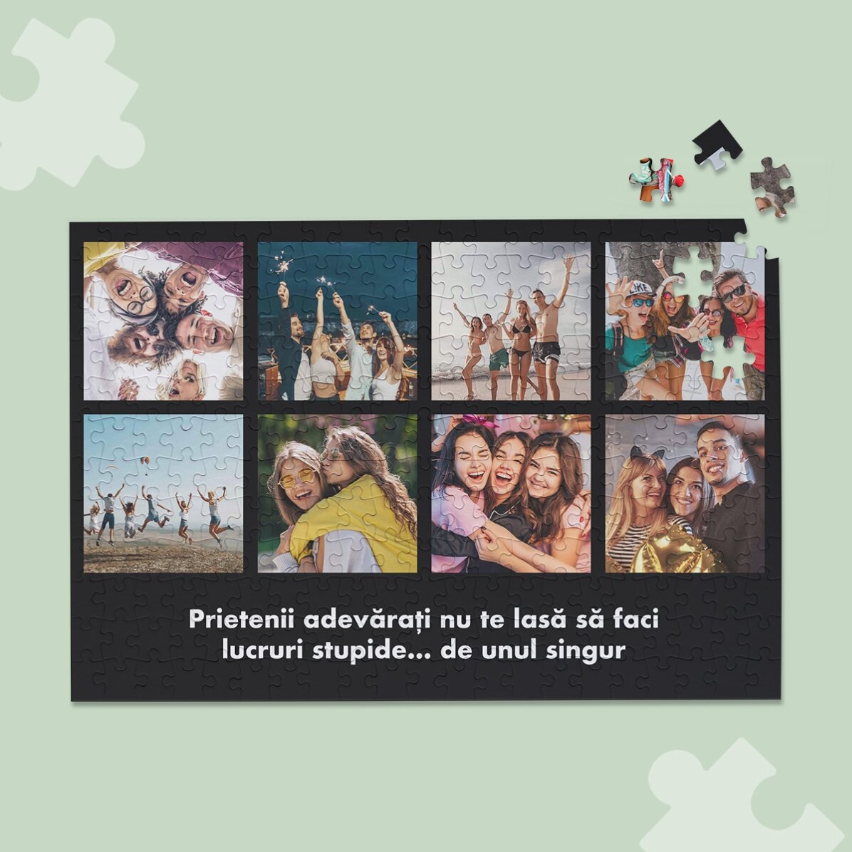 Puzzle personalizat cu 8 poze și text 36x24 cm 