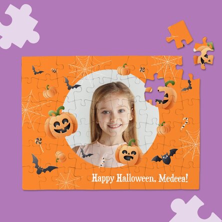 Puzzle personalizat cu o poză și mesaj - Happy Halloween