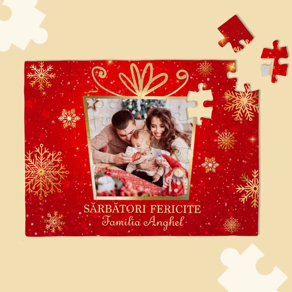 Puzzle personalizat cu o poză și text - Christmas gift