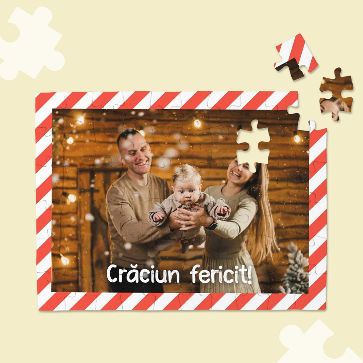 Puzzle personalizat cu o poză și text - Crăciun Fericit