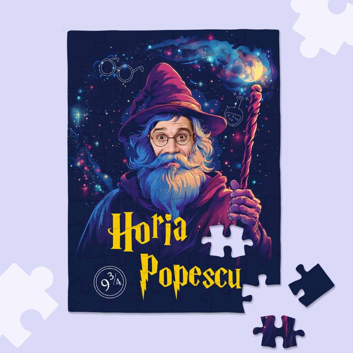 Puzzle personalizat cu o poză și text - Wizard