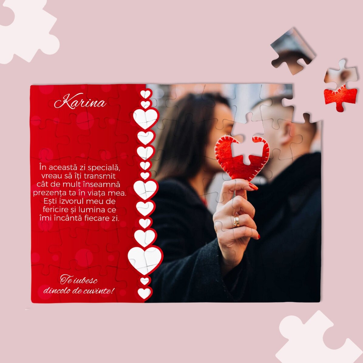 Puzzle personalizat cu poză și text - Lovely