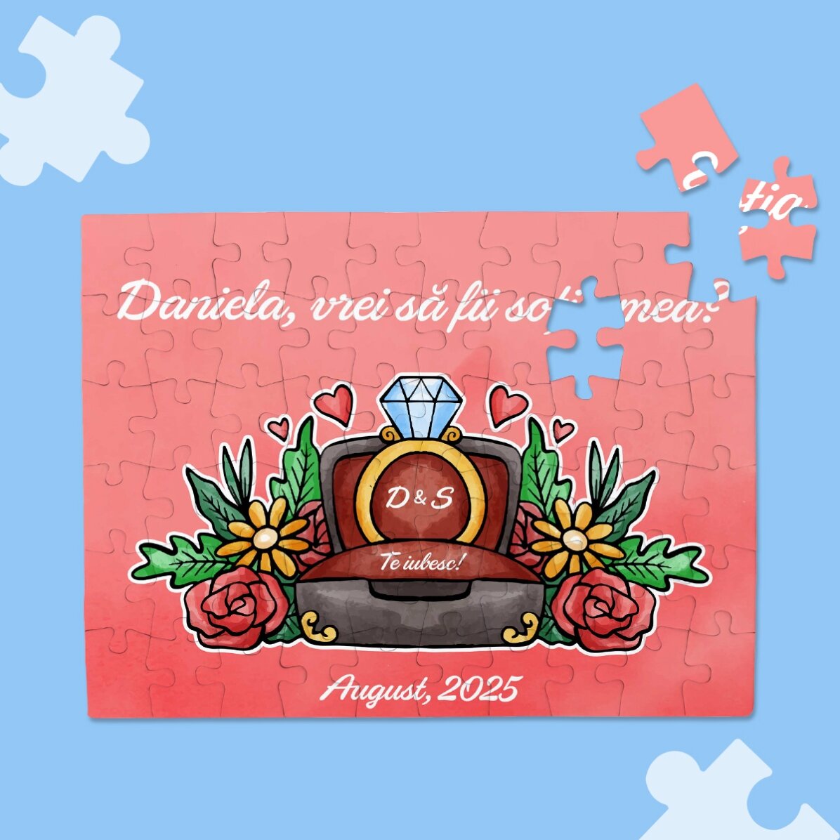 Puzzle personalizat cu text - Engagement ring