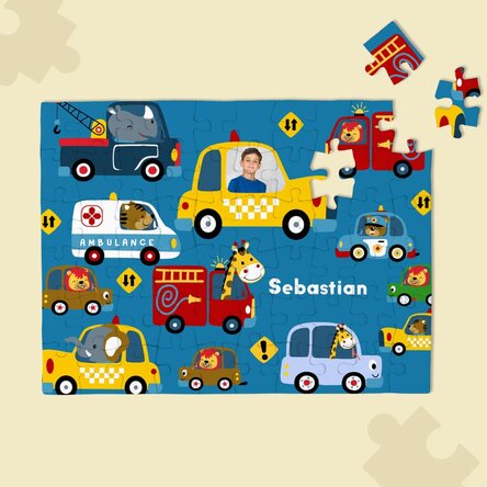 Puzzle personalizat pentru copii cu o poză și text - Cars
