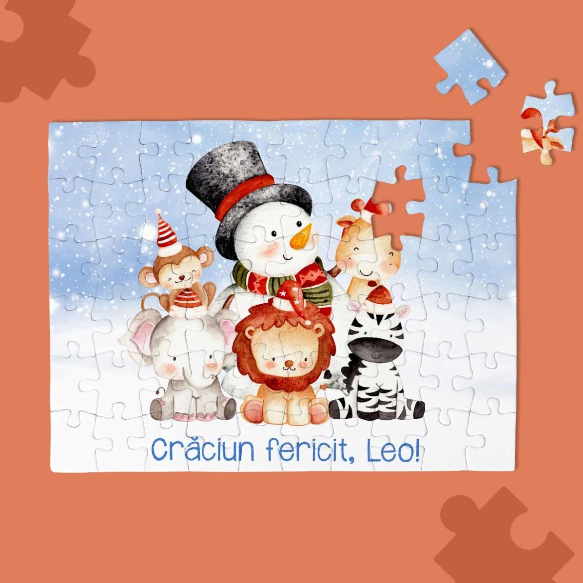 Puzzle personalizat pentru copii cu text - Winter friends