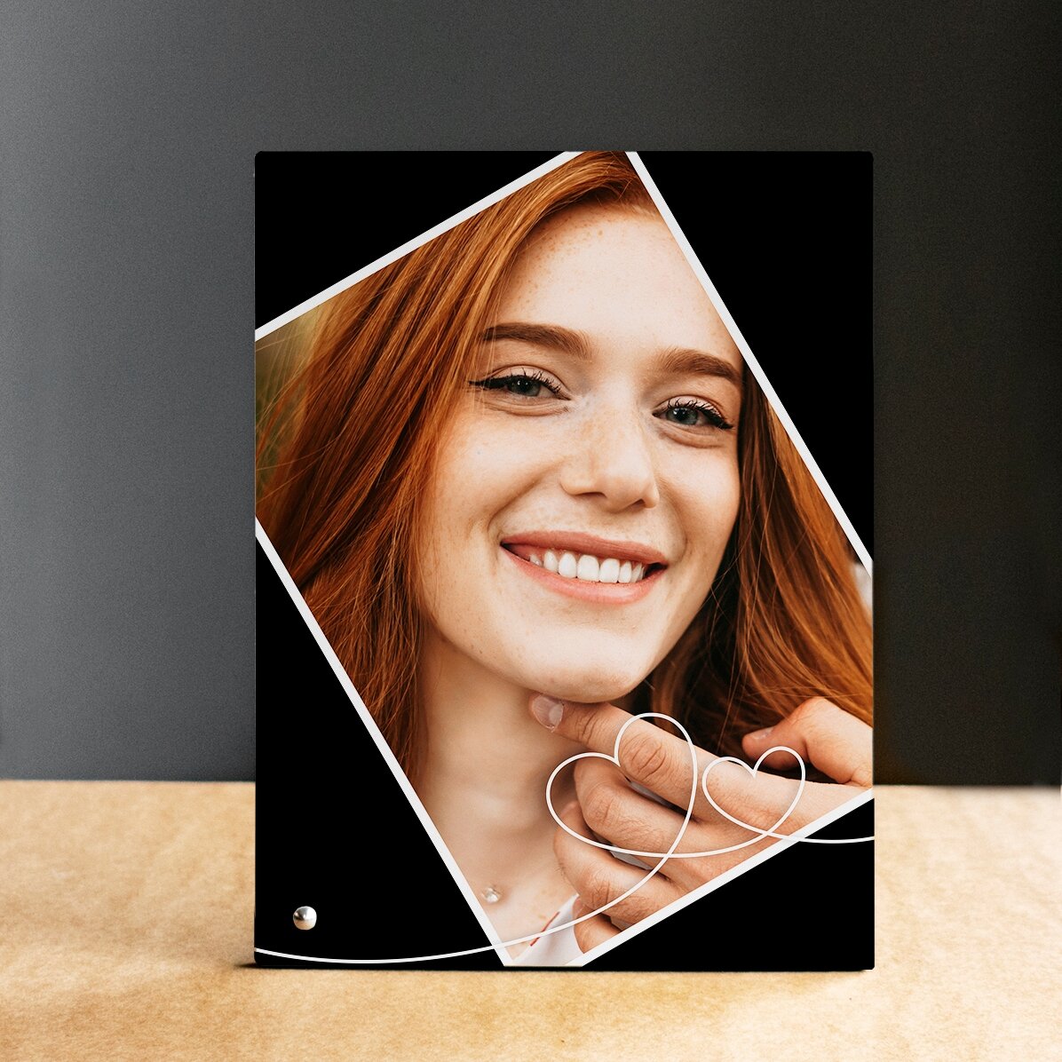 Ramă foto de birou personalizată cu o poză și inimă