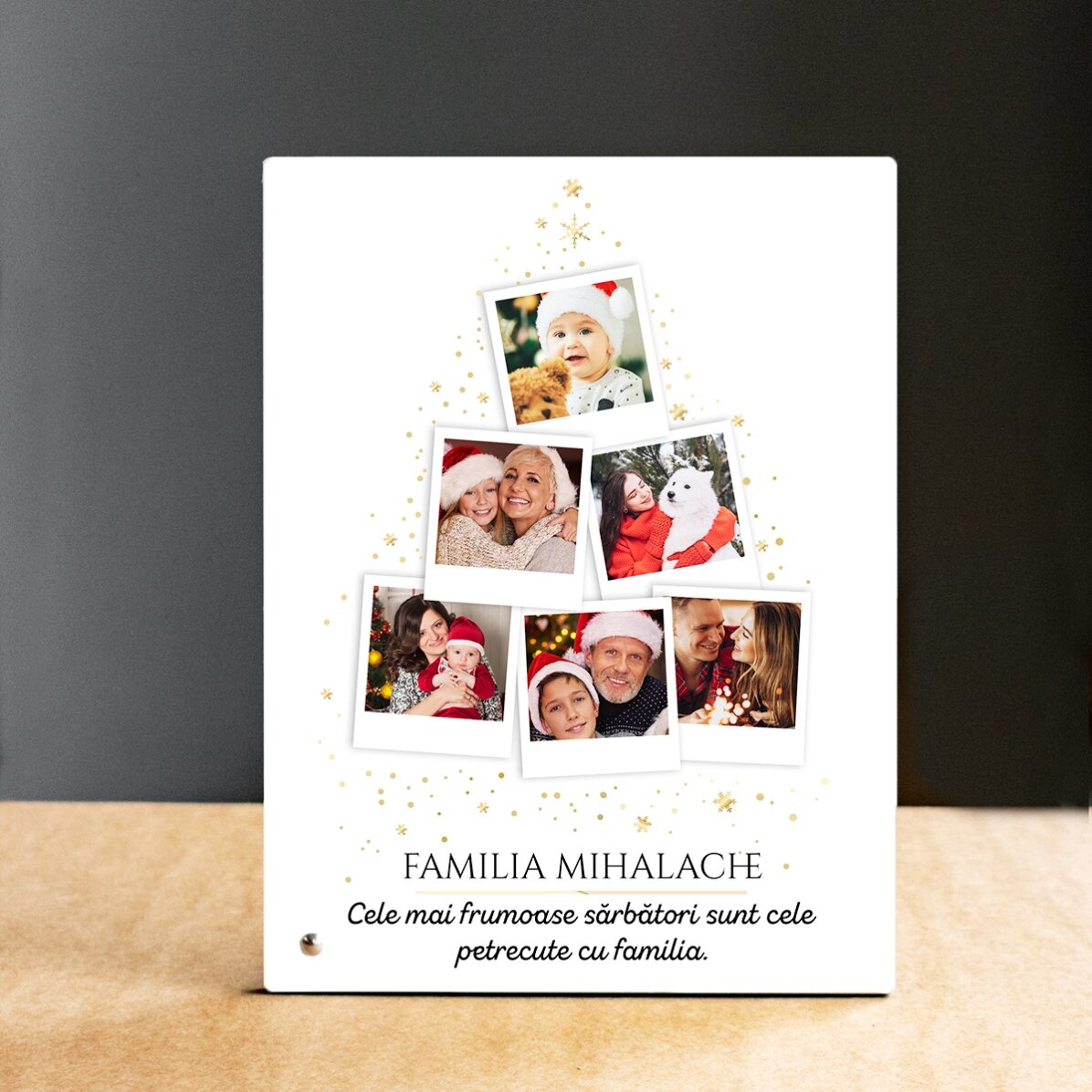 Ramă foto de birou personalizată cu poze și text - Christmas tree