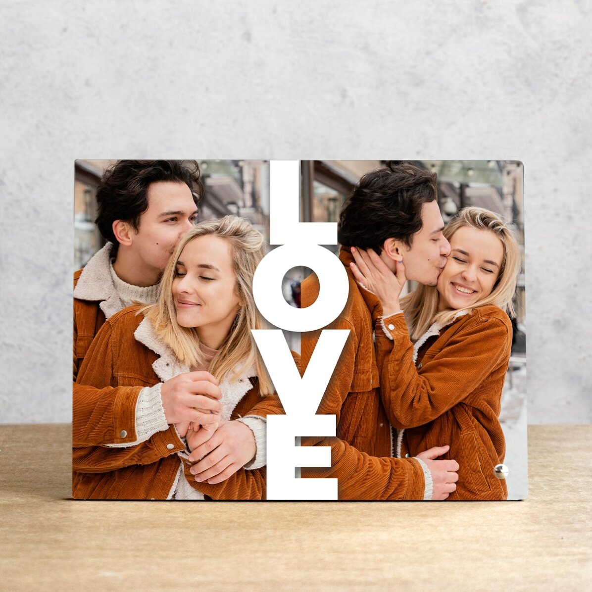 Ramă foto de birou personalizată cu 2 poze - LOVE