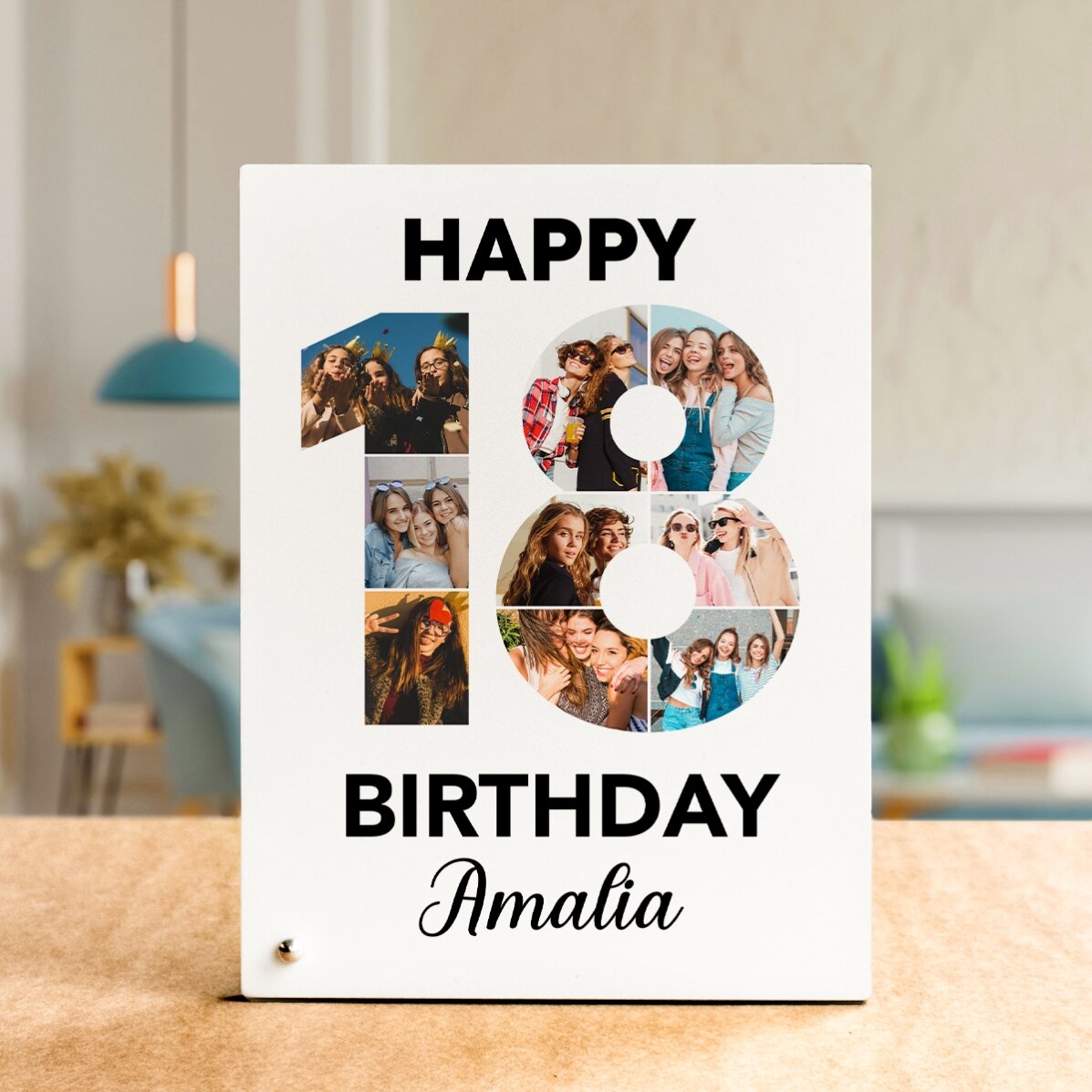 Ramă foto de birou personalizată cu 9 poze și text - Majorat