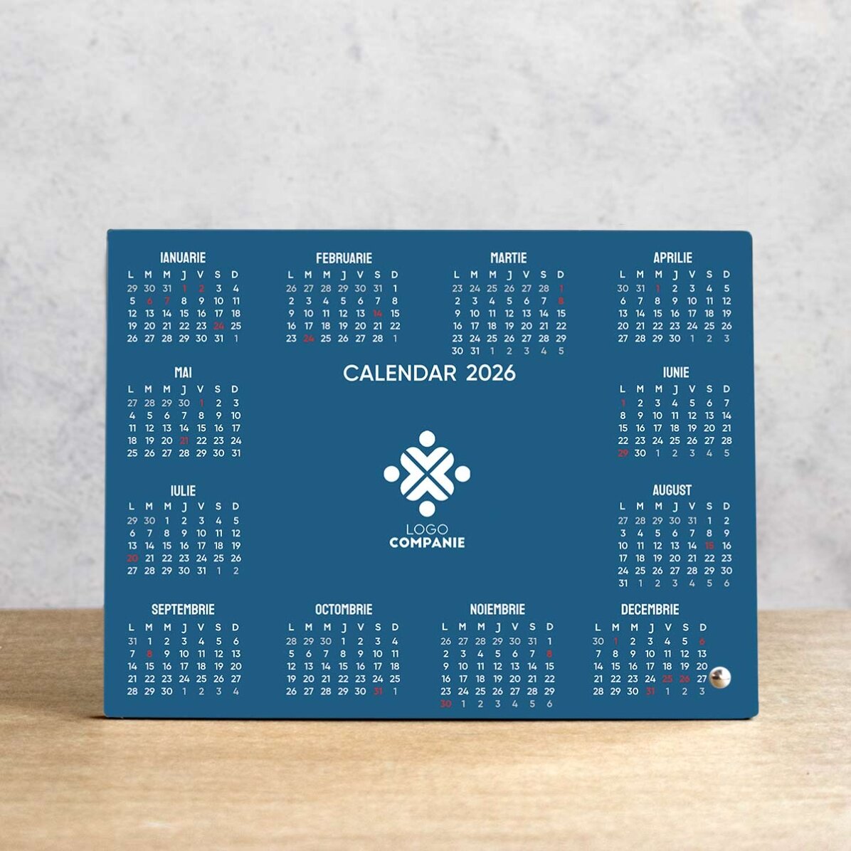 Ramă foto de birou personalizată cu logo și calendar