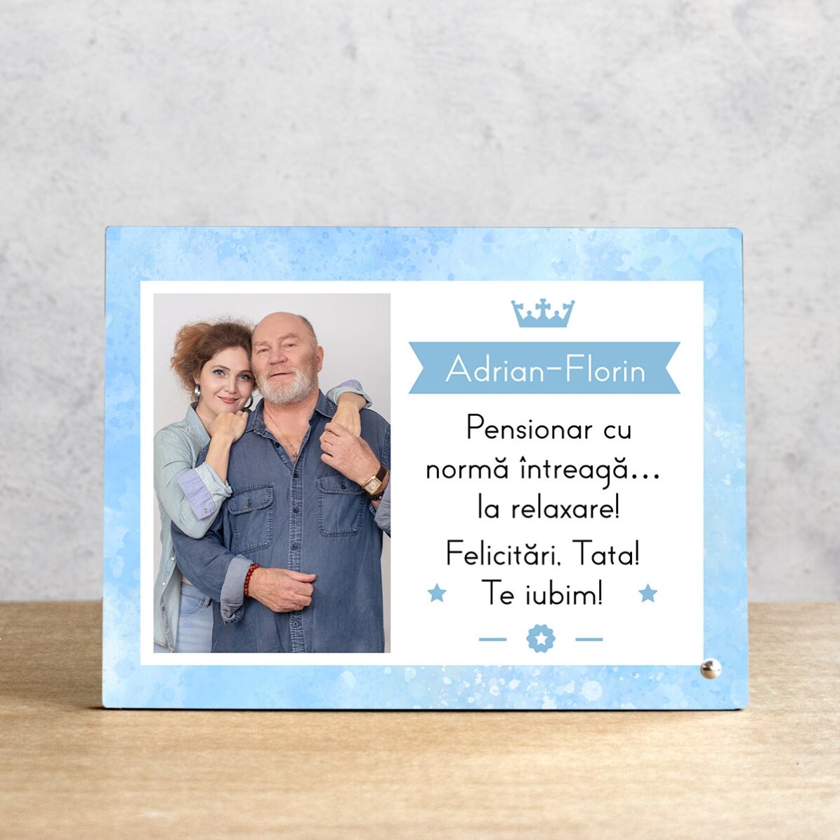 Ramă foto de birou personalizată cu o poză și mesaj - Pensionat 