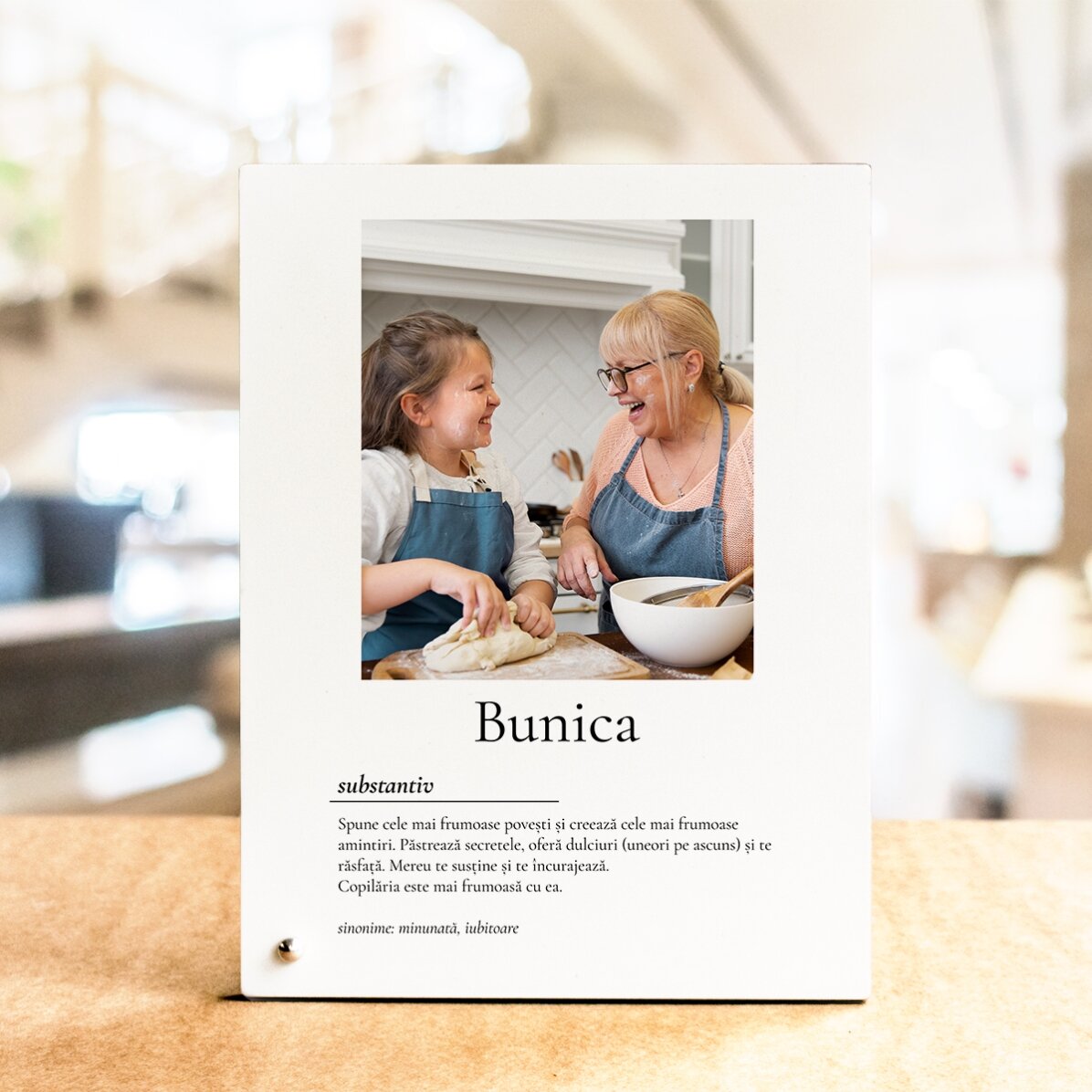 Ramă foto de birou personalizată cu o poză și text - Definiție