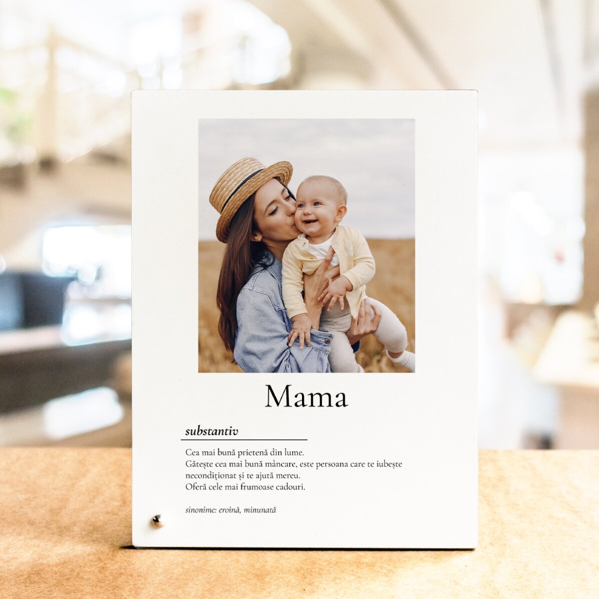 Ramă foto de birou personalizată cu o poză și text - Definiție