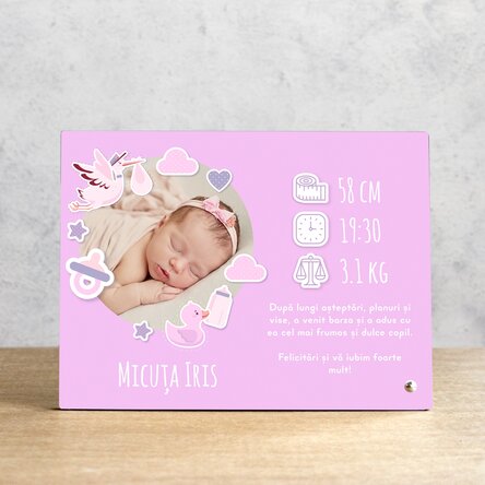 Ramă foto de birou personalizată cu o poză și text - Micuța noastră