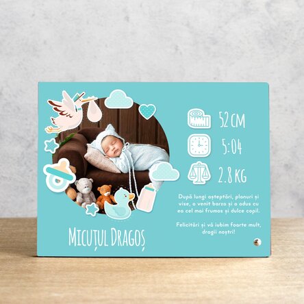 Ramă foto de birou personalizată cu o poză și text - Micuțul nostru